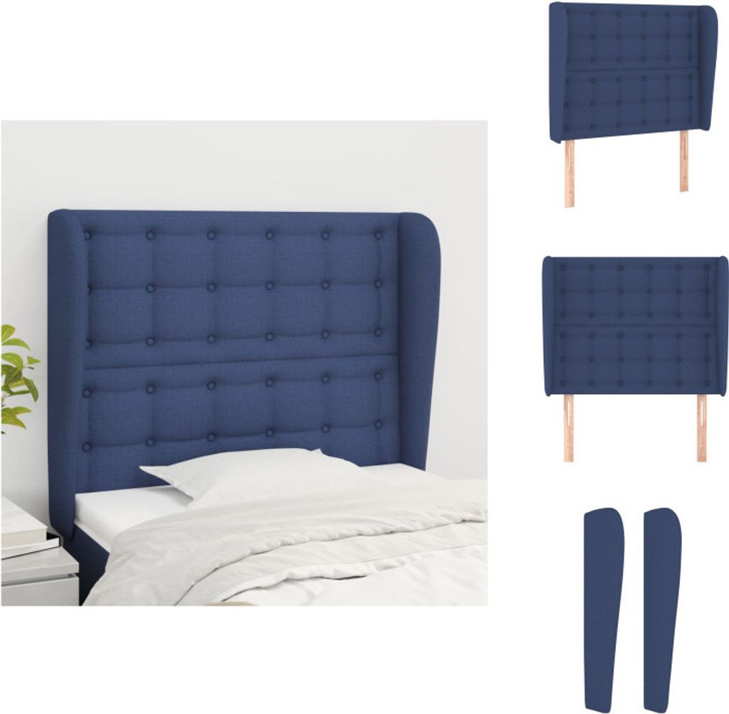 vidaXL Kopfteil mit Ohren Blau 93x23x118/128 cm Stoff - Kopf- & Fußenden