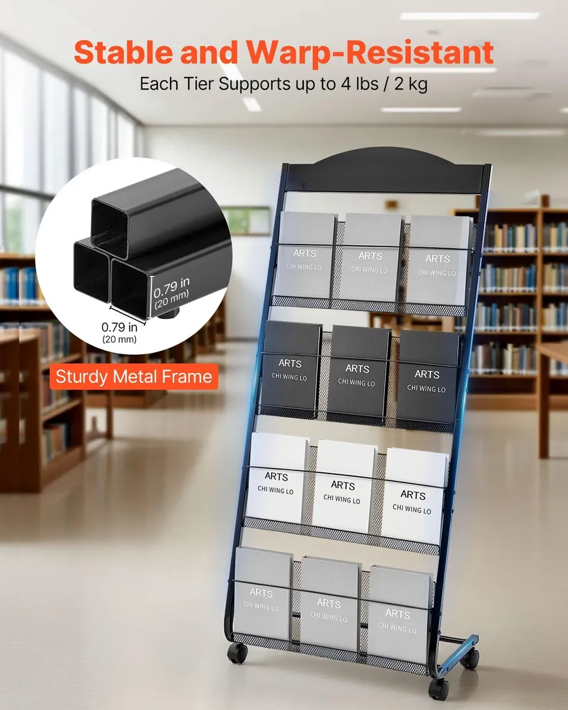 Porte-revues de sol mobile et pliable pour documentation publicitaire - 3