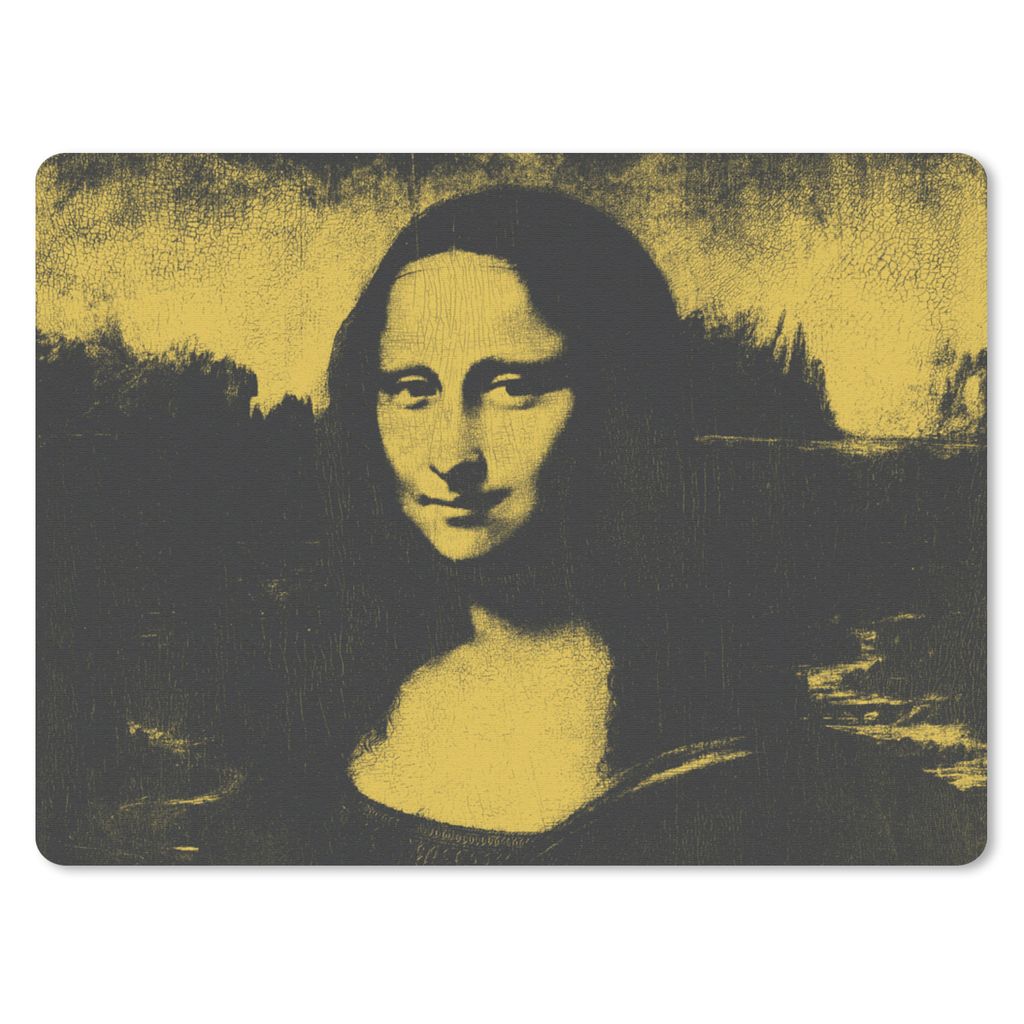 MuchoWow Mauspad Mousepad Mona Lisa - Leonardo da Vinci - Schwarz - Gelb 23x19 cm - Mousepads - Maus Mat - Pad - Mausunterlage - Schreibtischunte...