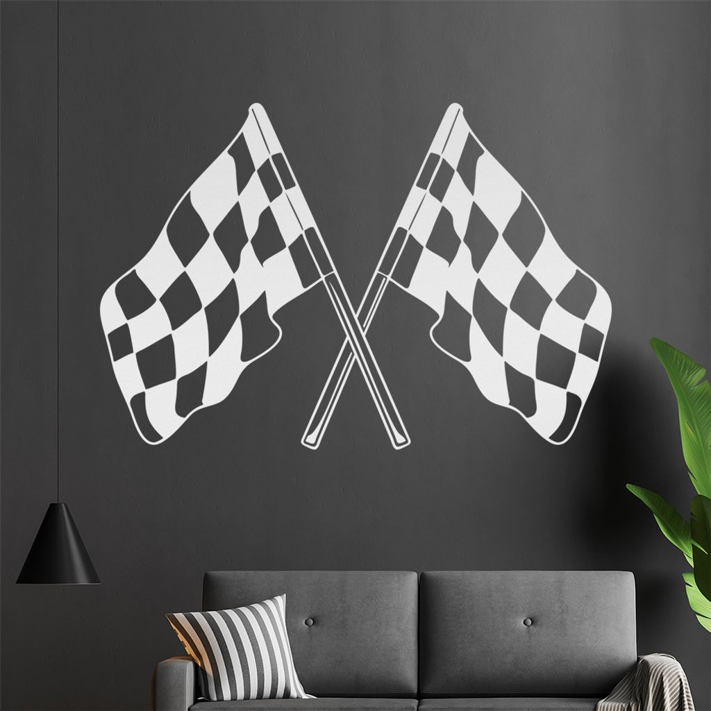 Ziel Fahnen gekreuzt Wandtattoo in 6 Größen - Wandaufkleber Wall Sticker - Dekoration, Küche, Wohnzimmer, Schlafzimmer, Badezimmer