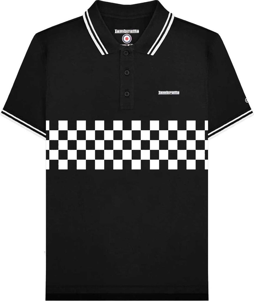 Lambretta - "SS25" Poloshirt Mit kontrastfarbenen Streifen für Herren LB236 (4XL) (Schwarz/Weiß)