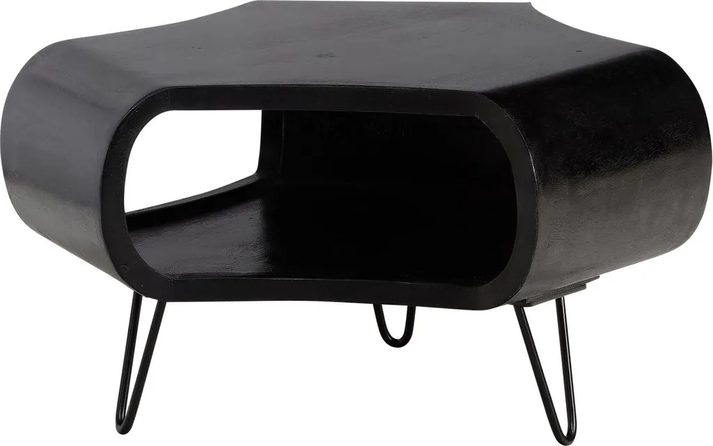 Table basse robuste en bois massif anti-rayures avec support métal stable