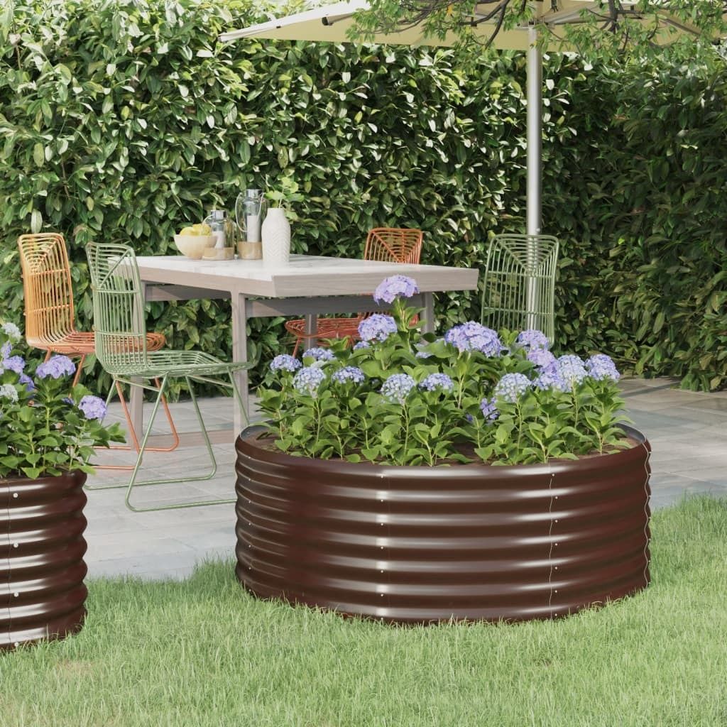 The Living Store Hochbeet Pulverbeschichteter Stahl 100x100x36 cm Braun