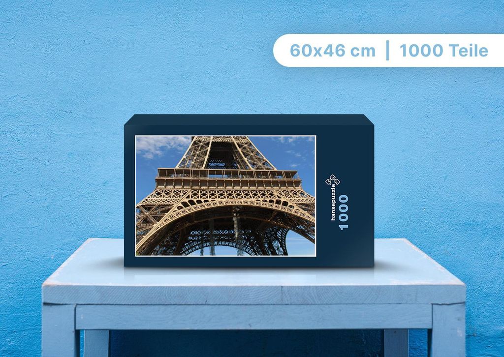 hansepuzzle 106634 - Eiffelturm Puzzle, 1000 Teile, Gebäude, 60,0 x 46,0cm mit hochwertiger Aufbewahrung, Kartonbox und wiederverschließbarem Beutel