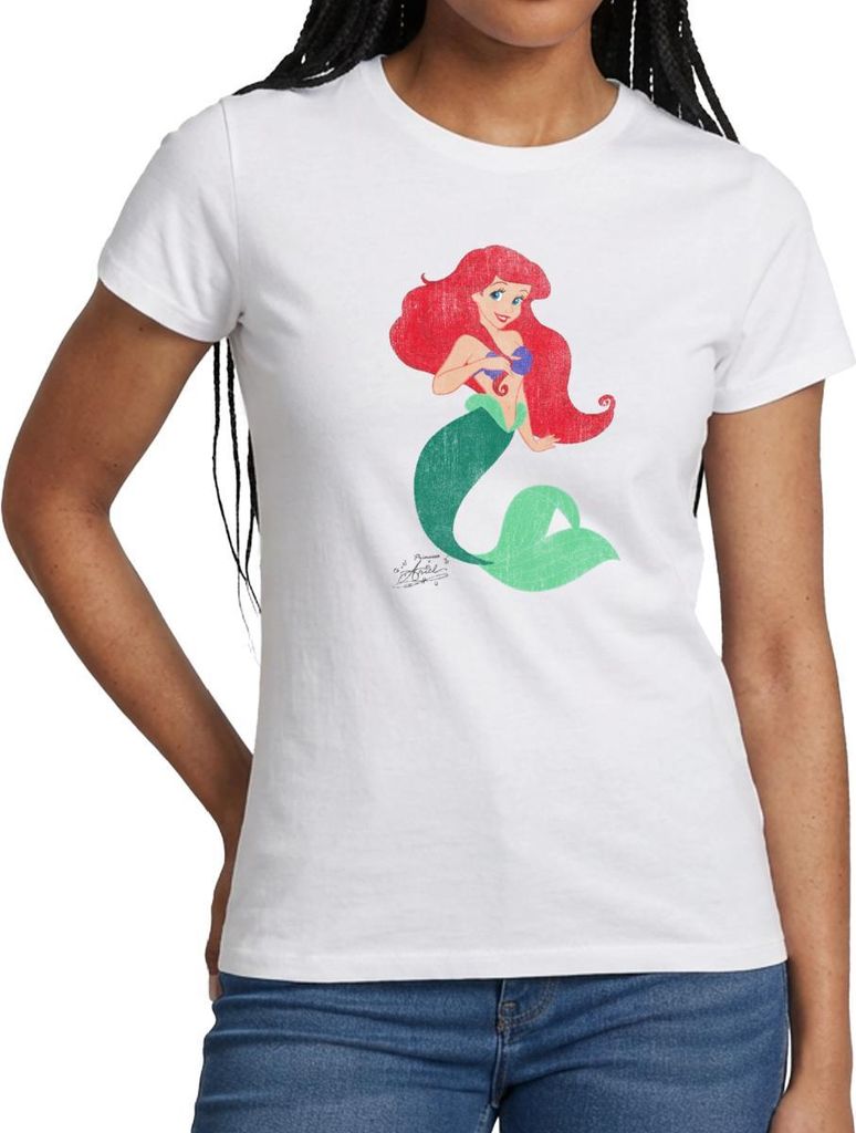Arielle Design Im Vintage Look Frauen T-Shirt, S, Weiß