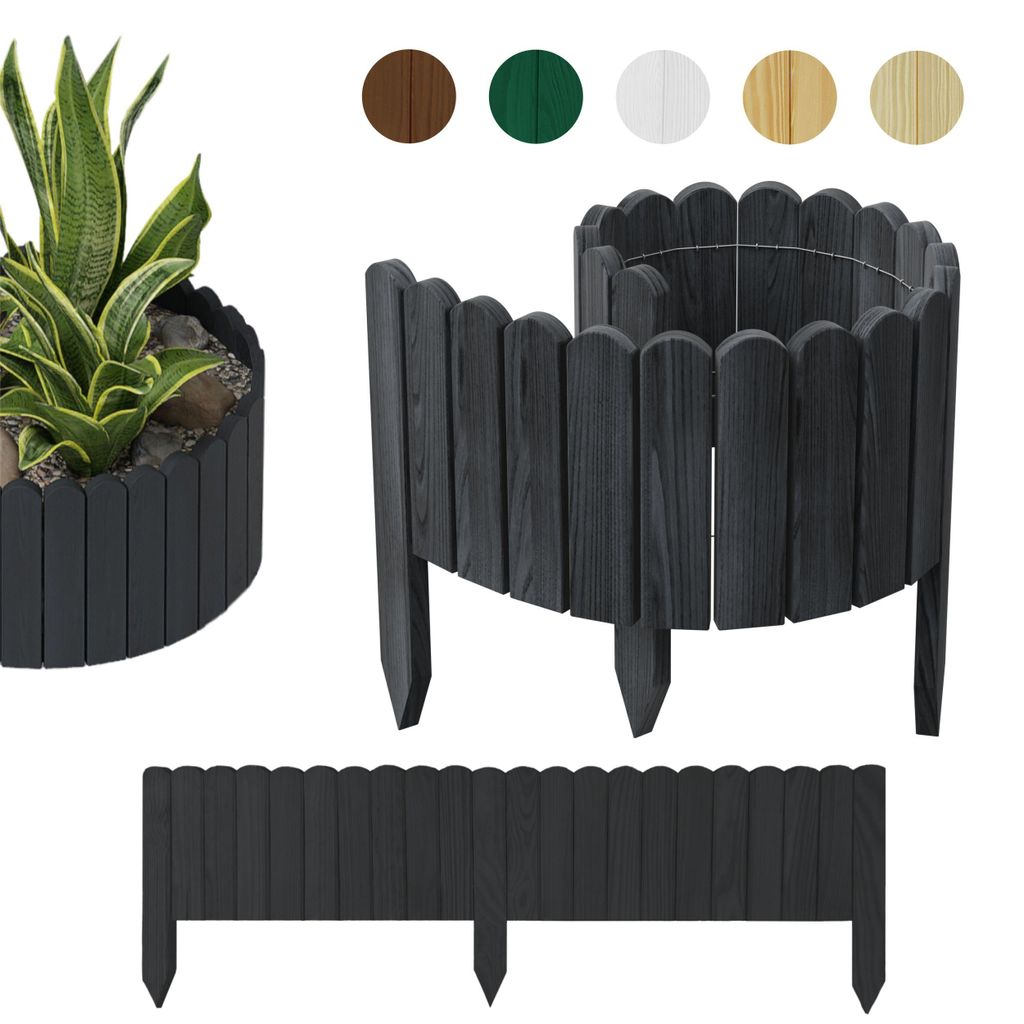 be4nature Flexible Rollborder aus Holz 100 x 40 cm Grau Imprägnierte Beeteinfassung aus Kiefernholz Beetumrandung Gartenzaun Palisade Rollzaun