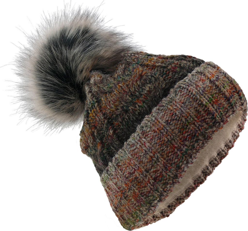 Strickmütze mit Bommel in 3 Farben