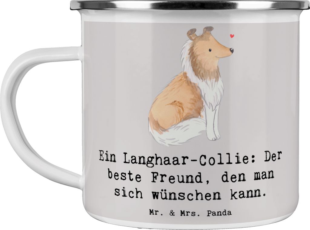 Mr. & Mrs. Panda Haferl Langhaar Collie Freund - Grau Pastell - Geschenk, Hunderassen, becher emaille, Fellpflege, ansteckende Fröhlichkeit, sanft...