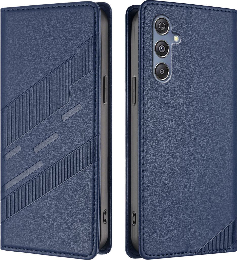 Hülle für Samsung Galaxy M34 5G, Kunstleder Brieftaschen Handyhülle mit Kartenfach und Standfunktion Blau
