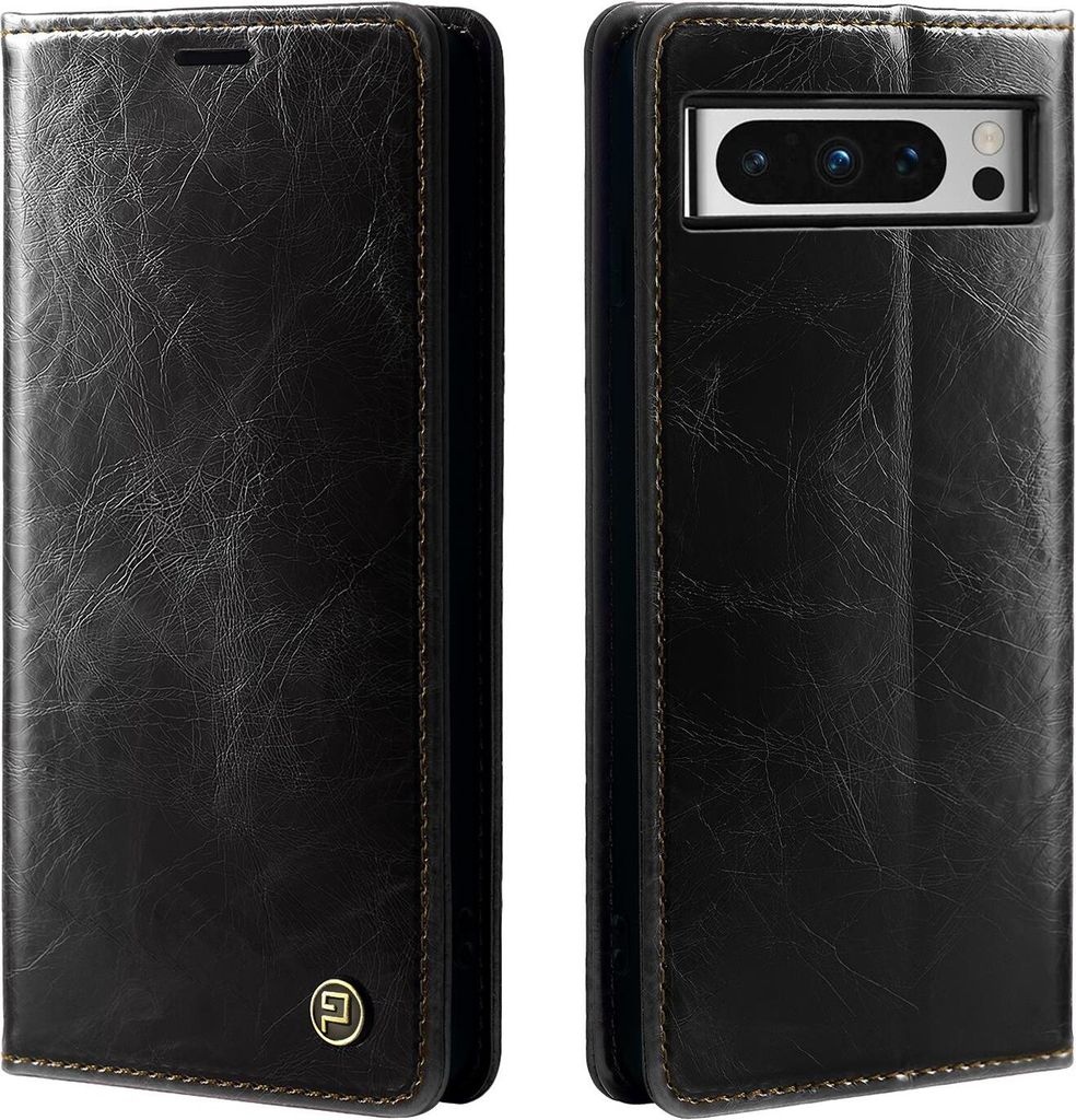Handyhülle für Google Pixel 8 Pro Kunstleder Flip Cover Hülle RFID Schutz Case Kartenfach Farbe: Schwarz