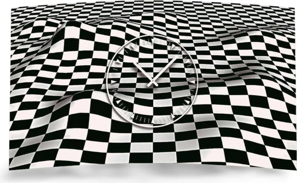 Horloge murale silencieuse noir blanc design damier dixtime 3D-0154