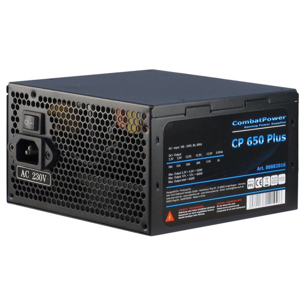 Inter-Tech CP 650 Plus, 650 W, 115 - 230 V, 50 - 60 Hz, 3 Obrázek produktu 
