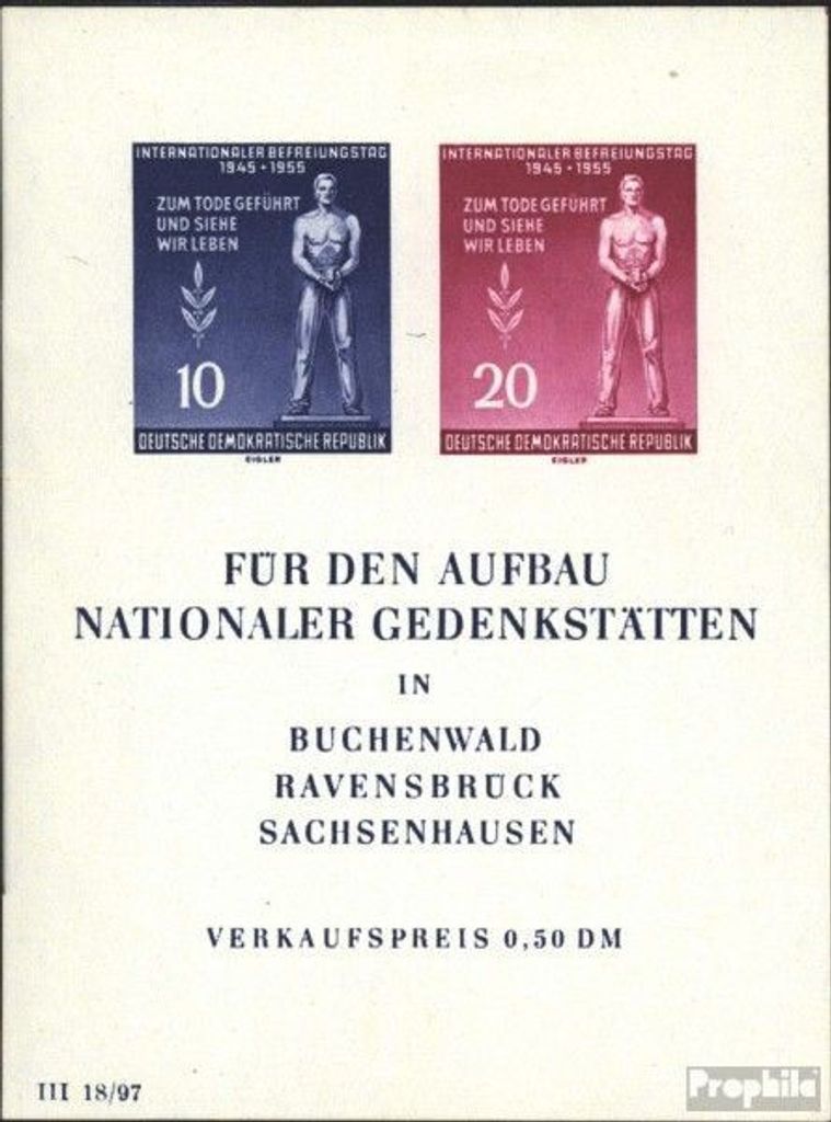 Briefmarken DDR 1955 Mi Block11 (kompl.Ausg.) Ersttagssonderstempel gestempelt Tag der Befreiung vom Faschismus / Bl.11