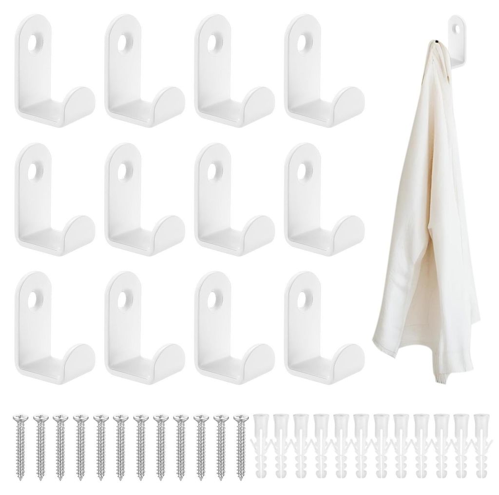 13-teiliges Set Kleiderhaken, weiße Kleiderhaken, Metallwandhaken mit Schrauben, geeignet für Schlafzimmer, Badezimmer, Wohnzimmer, Garderobenst...
