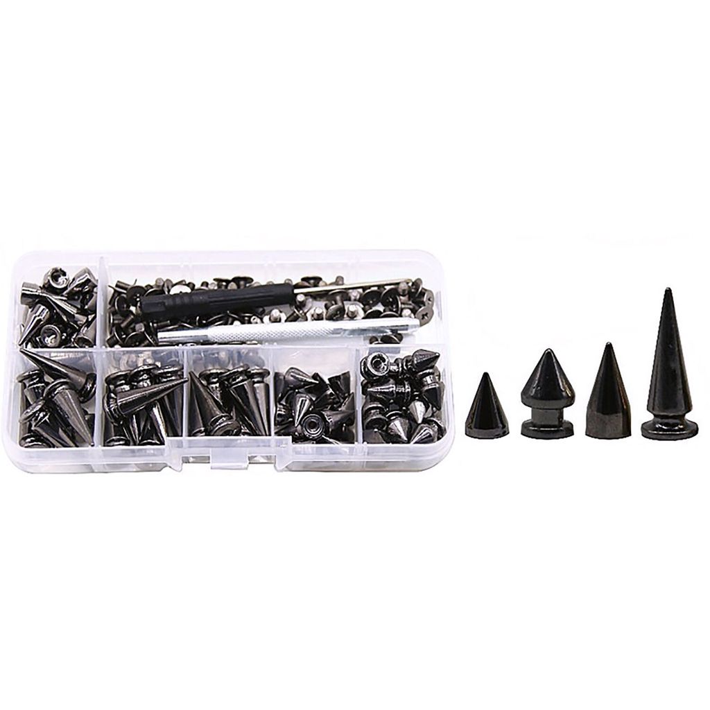 80-Sets Punk Nieten, Metall Kegel Spikes Niete für DIY Taschen Kleidung Leder Handwerk, Schwarz