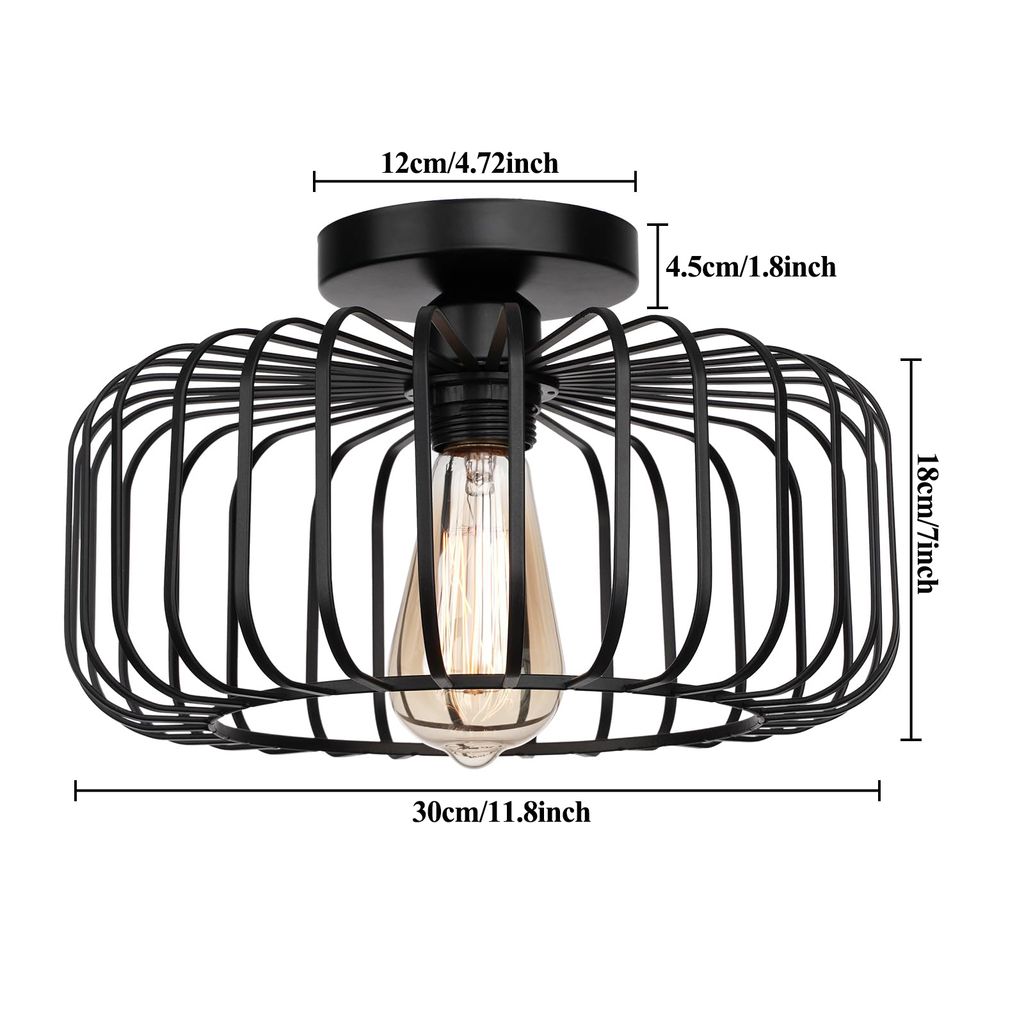 Deckenleuchte Schwarz 30cm, Modern Deckenlampe Metall E27, Produktbild 10