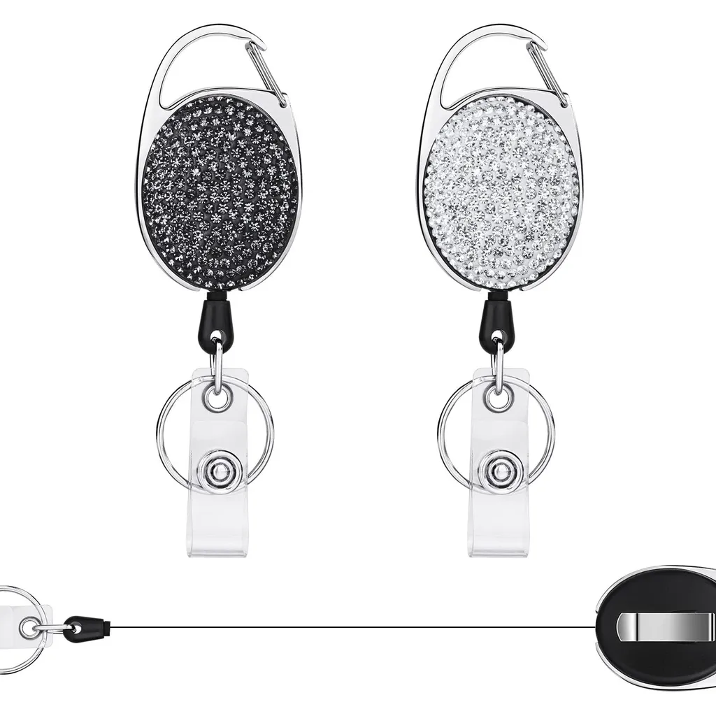 Porte-clés rétractable pour infirmière et enseignant avec strass chic