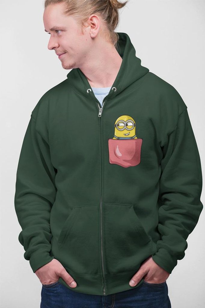 D&B Unisex Hoodie ZIPPO00020 Minions Waldgrün-Größe 2XL