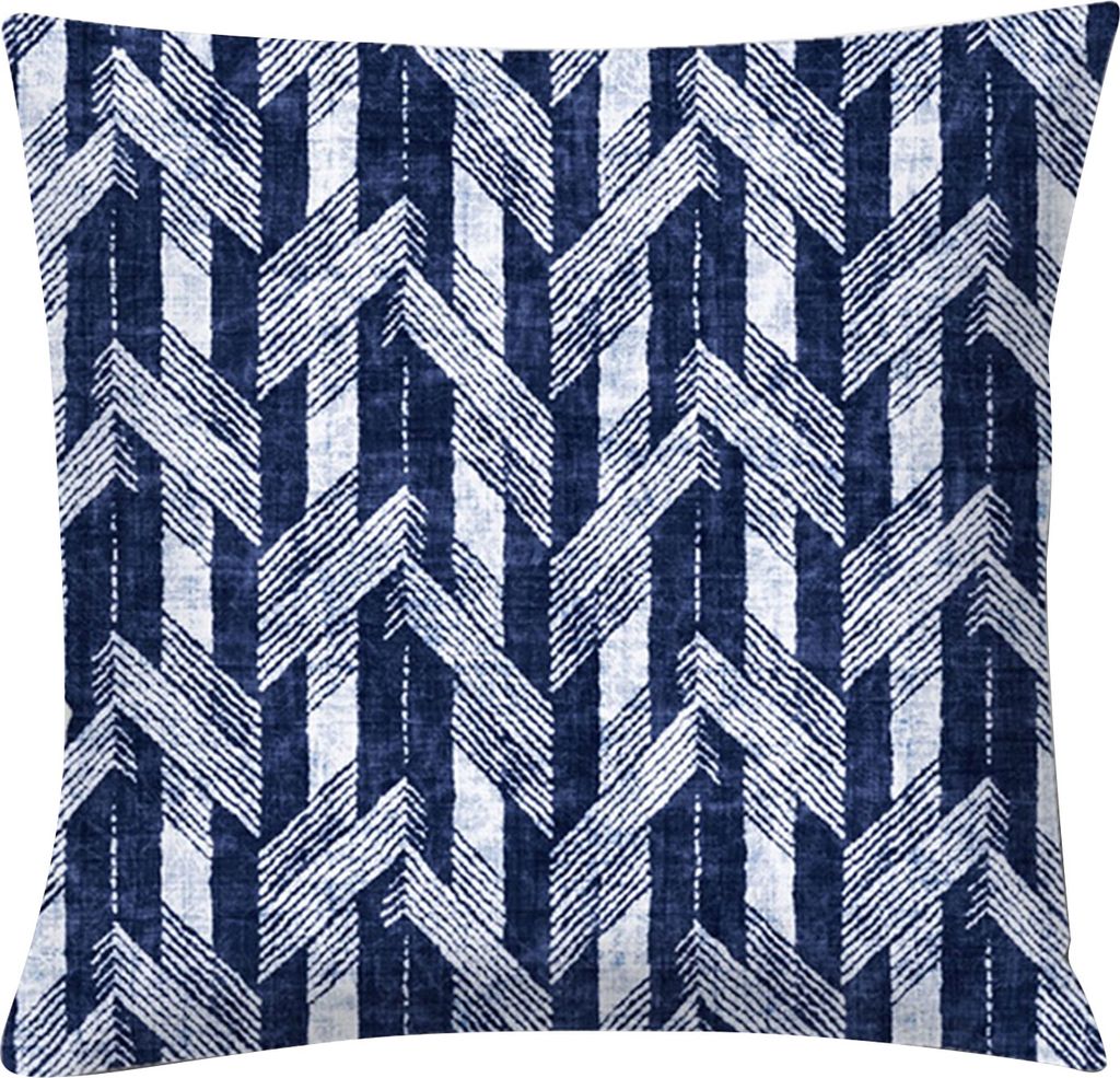 Blauer geometrischer bedruckter Überwurf, quadratischer Kissenbezug, Sofa- und Stuhlkissen-8