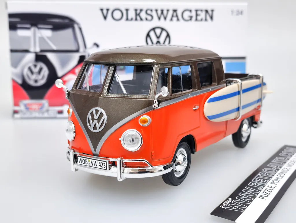 Véhicule Miniature Volkswagen T1 Combi Pick Up 1/24 avec Surf Motormax