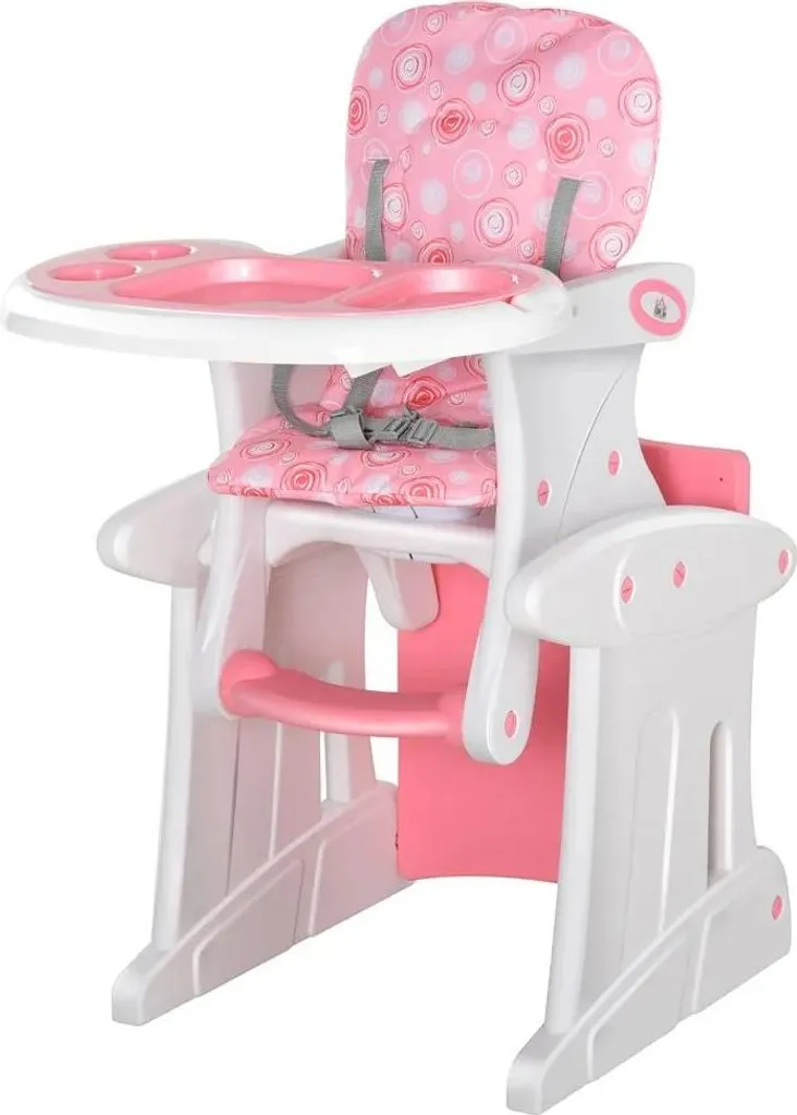 Chaise haute multifonction rose avec dossier réglable pour confort bébé