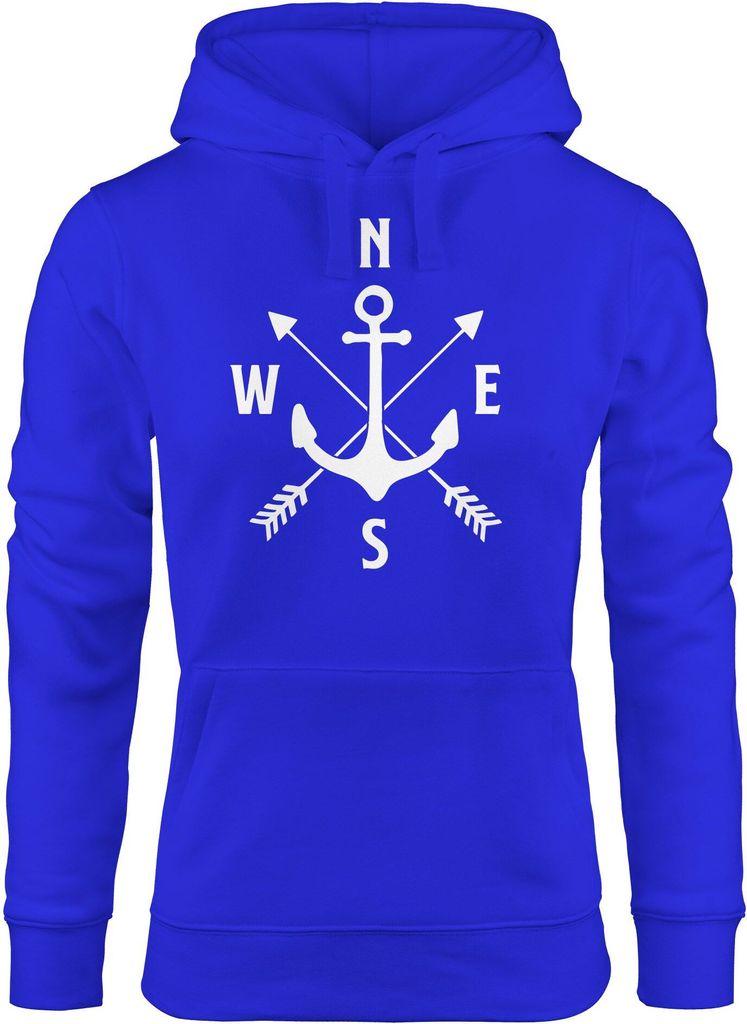 Kapuzen-Pullover Damen Anker Kompass Arrows Hoodie Moonworks blau XL