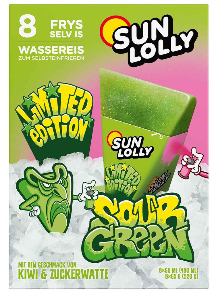 Sun Lolly Wassereis Sour Green 8er Produktbild 