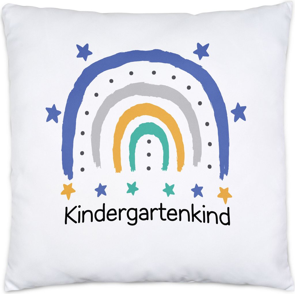 Kindergartenkind Kissen Inkl. Füllung Geschenk Kindergarten Start Kita Regenbogen Sterne Jungs
