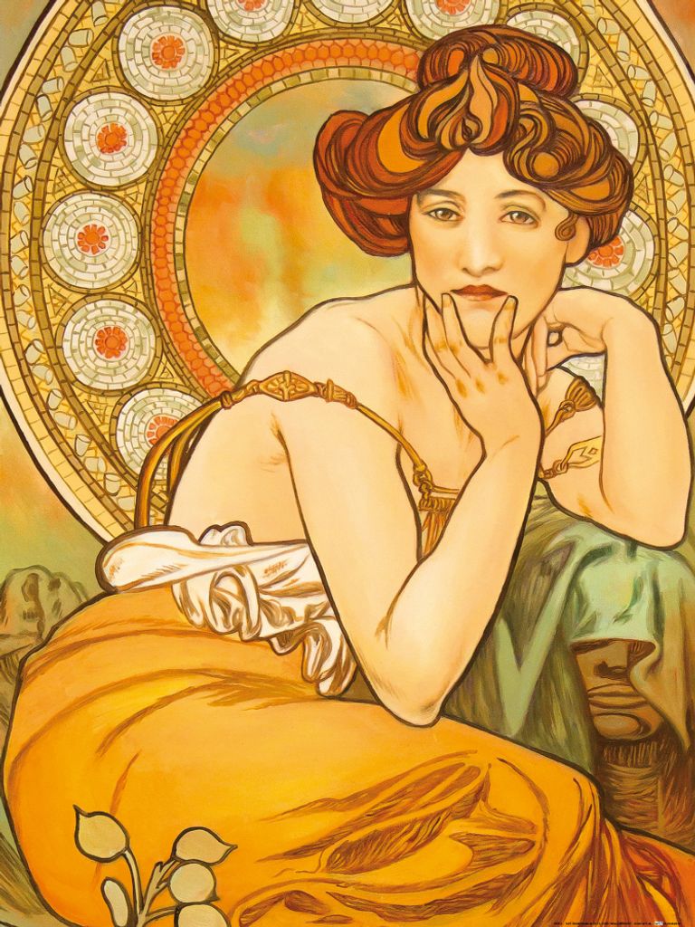 Alphonse Mucha Kunstdruck Bild - Die Edelsteine, Topas 1900 (80 x 60 cm)