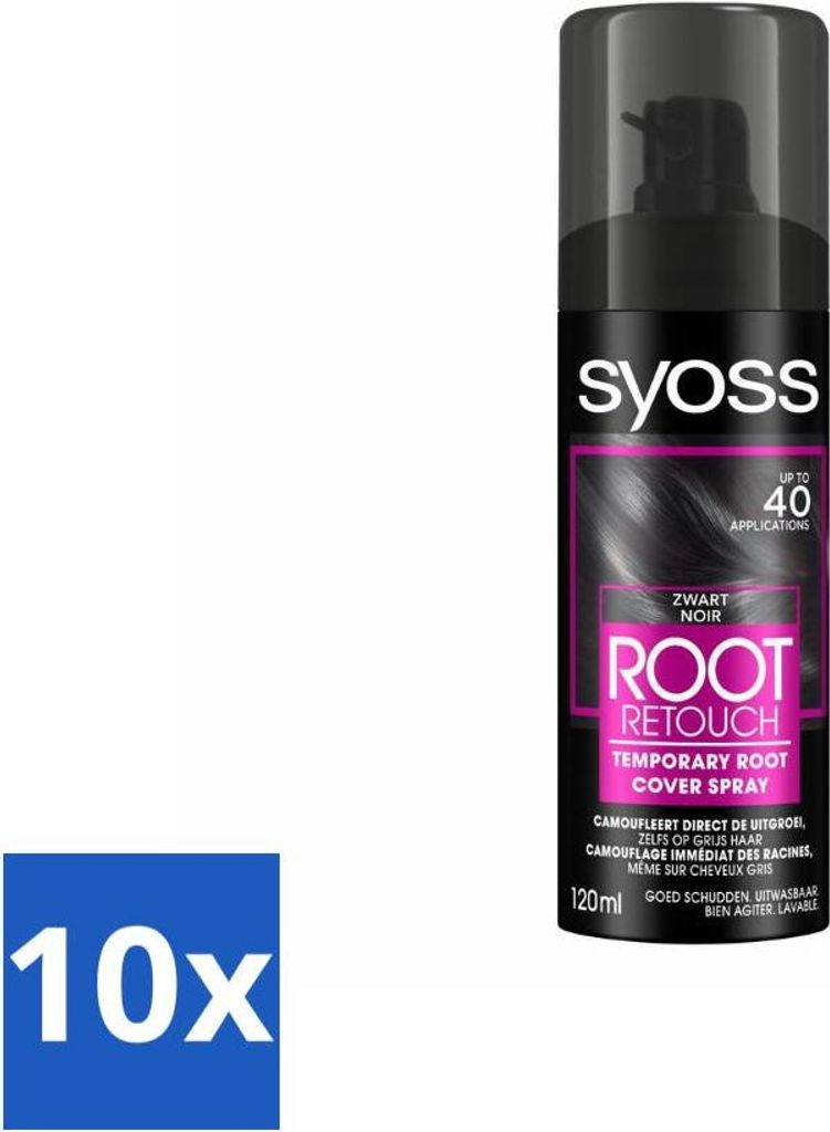 SYOSS - Ansatzspray Schwarz - Ansatzspray - Farbschutz - Sofortige Grauabdeckung - Vorteilspack - 10 Stücke