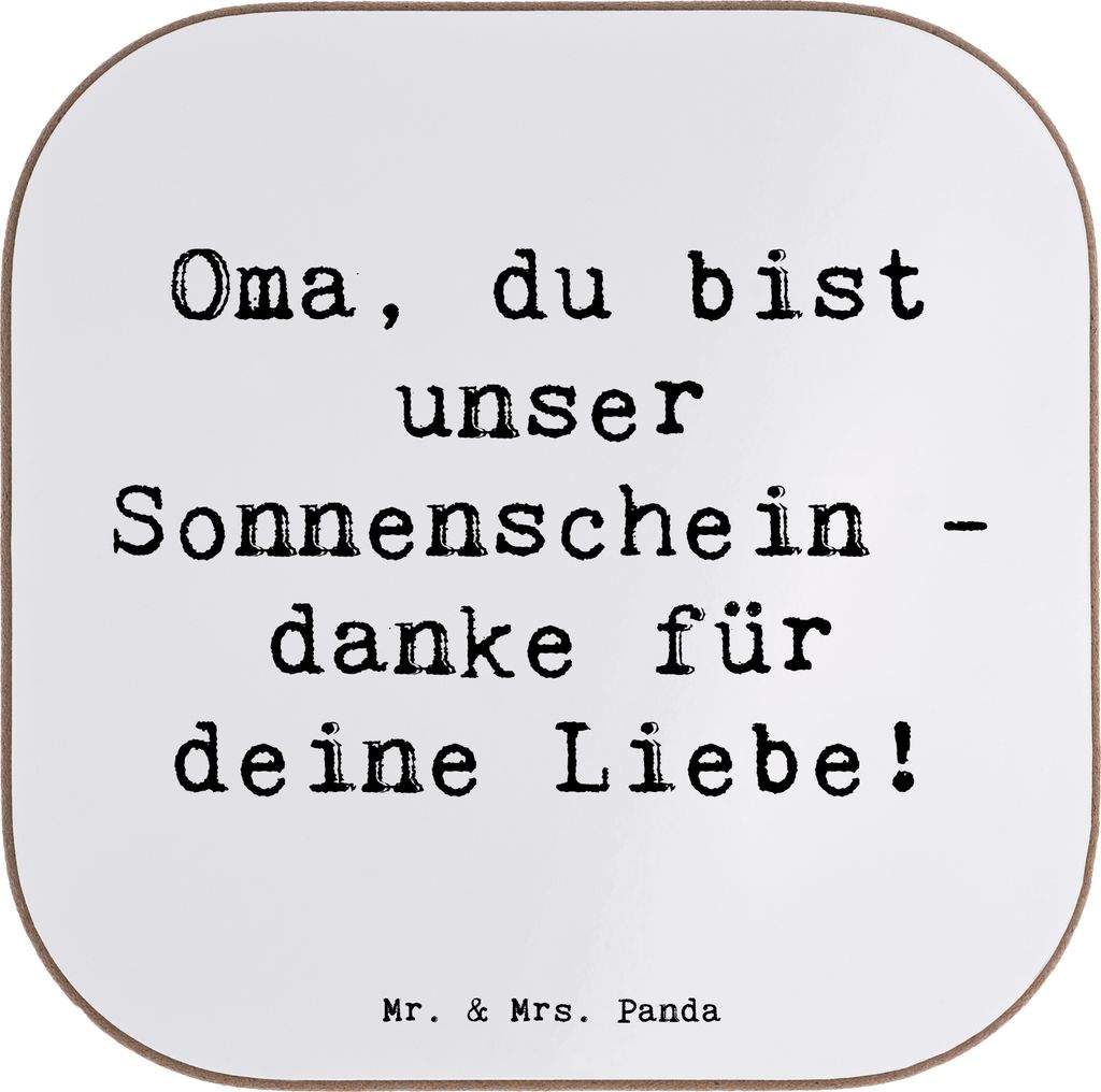 Mr. & Mrs. Panda Untersetzer für Gläser Spruch Oma Sonnenschein - Weiß - Geschenk, liebevoll, Coaster, handgefertigt, bieruntersetzer, Tassenunt...
