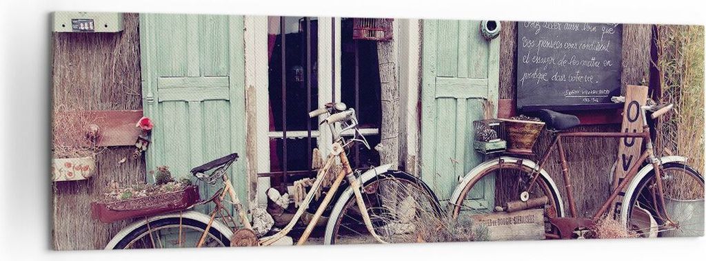 Bild auf Leinwand - Leinwandbild - Einteilig - Fahrräder Vintage Mietshaus - 160x50cm - Wand Bild - Wanddeko - Wandbilder - Leinwanddruck - Bilder...