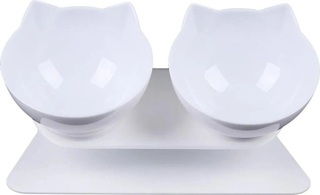 Écuelle ergonomique pour chat et chien blanc design incliné moderne