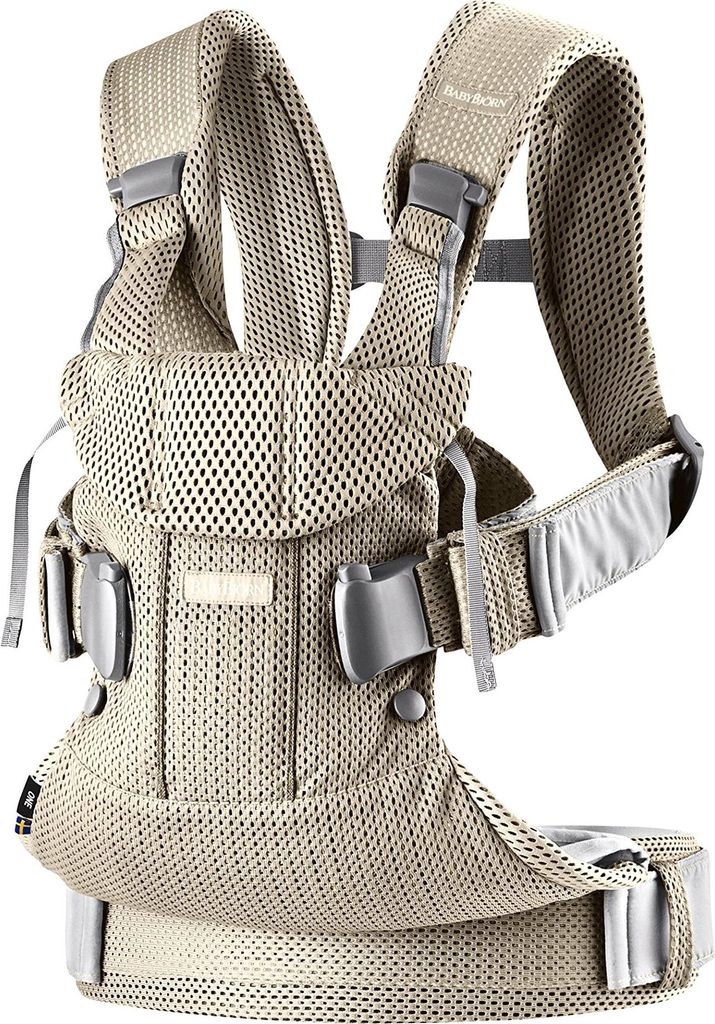 BabyBjörn Babytrage One Air, 3D-Netzstoff, Grau-Beige