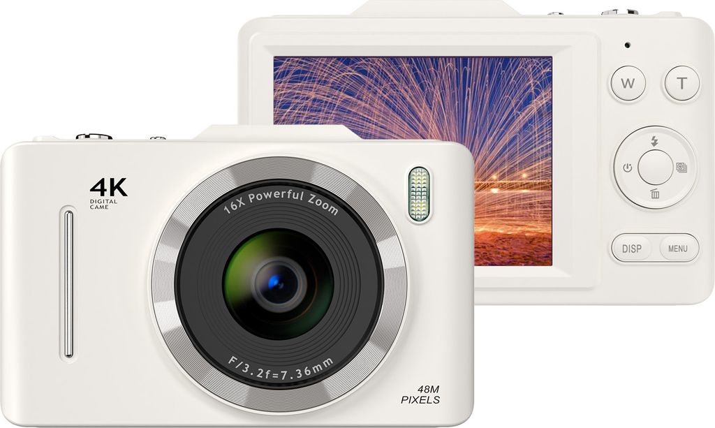 4K-Digitalkamera, tragbare digitale Videokamera, 48 MP, 2,8-Zoll-IPS-Bildschirm, Anti-Shake, 16-facher Zoom, eingebauter Blitz, Akku, Geburtstags- ...
