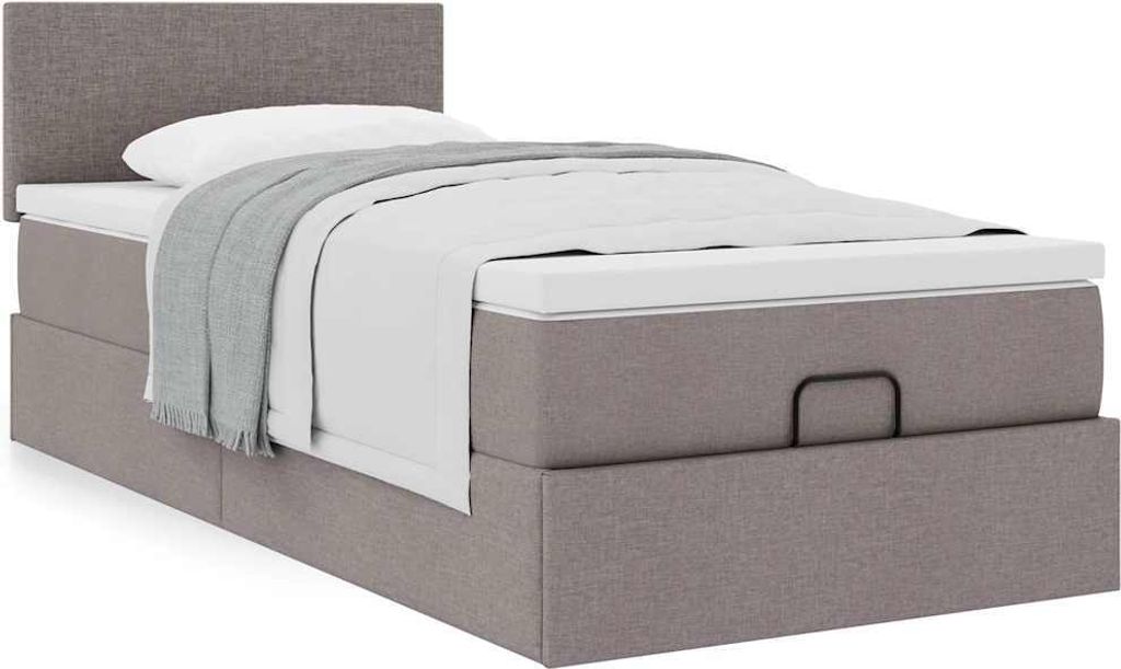 Stabli Möbel Bettrahmen inkl. Lattenrost - Ottoman-Bett mit Matratze Taupe 80x200 cm Stoff - Klassische Betten CC2851439 5parcel