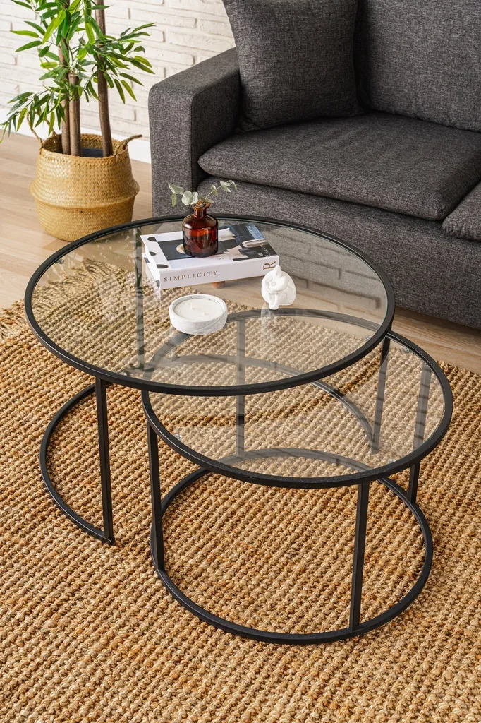 Table Basse Noir Verre Trempé Ultra Résistant Skye Decor 80x80x45cm Chic