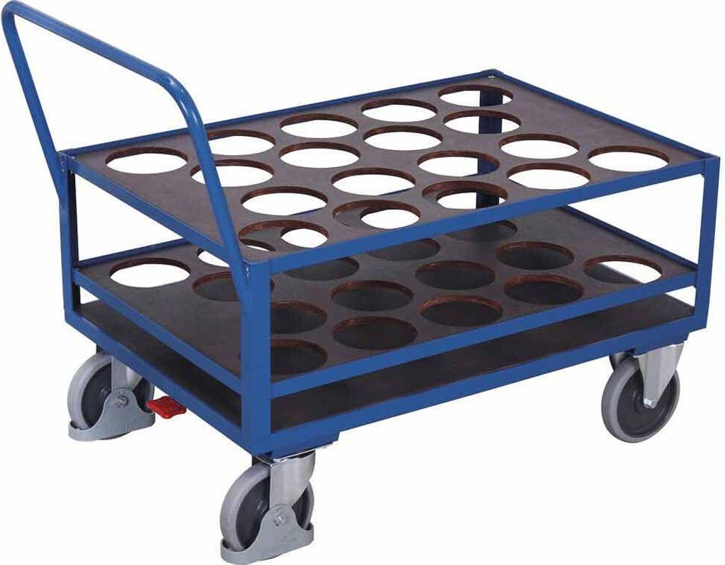 VARIOfit Stahlflaschenwagen für 18 Flaschen mit EasySTOP Enzianblau RAL 5010
