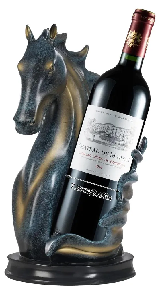 Range-bouteille vin cheval en résine bleue : fini les bouteilles nues