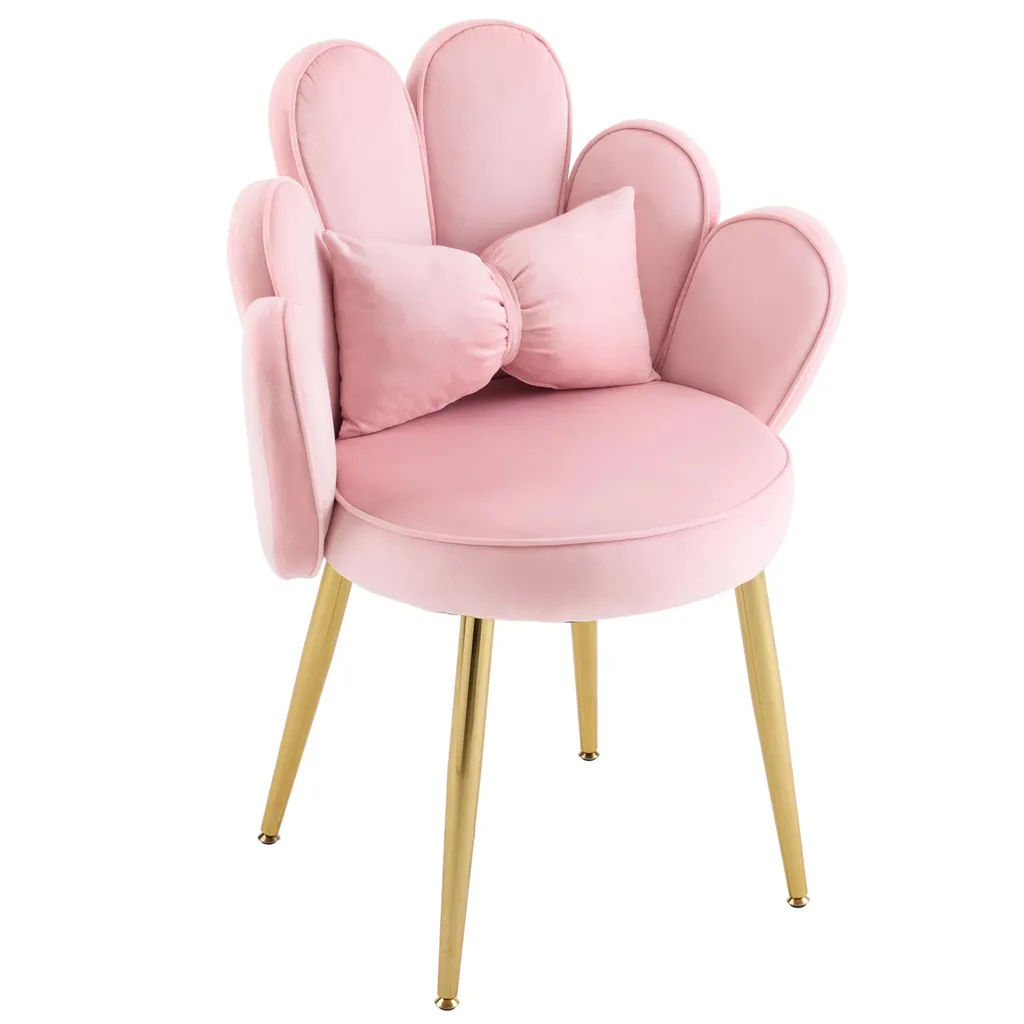 Chaise en velours ergonomique rose pour soulager le dos à table