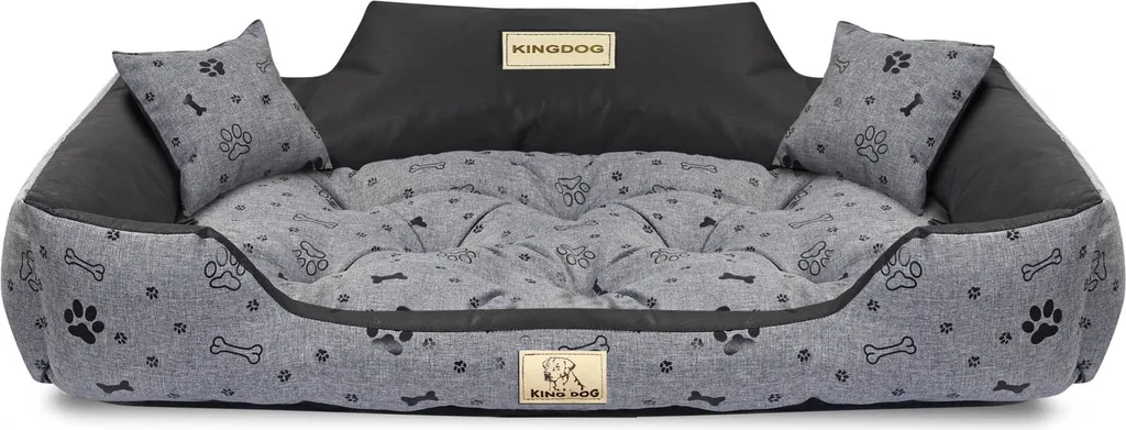 Offerta Letto per Cani KINGDOG 100x75 cm Nero Ossa Personalizzato
