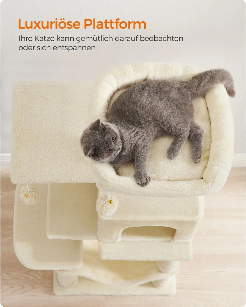 Tiragraffi 112 cm con piattaforme e amaca beige - 4