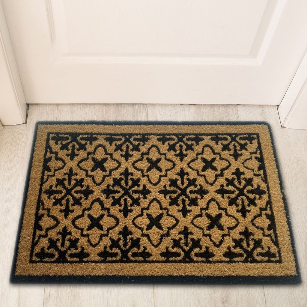 Schuhabstreifer mit Ornamenten - strapazierfähiges Kokos Größe - 45 x 75 cm