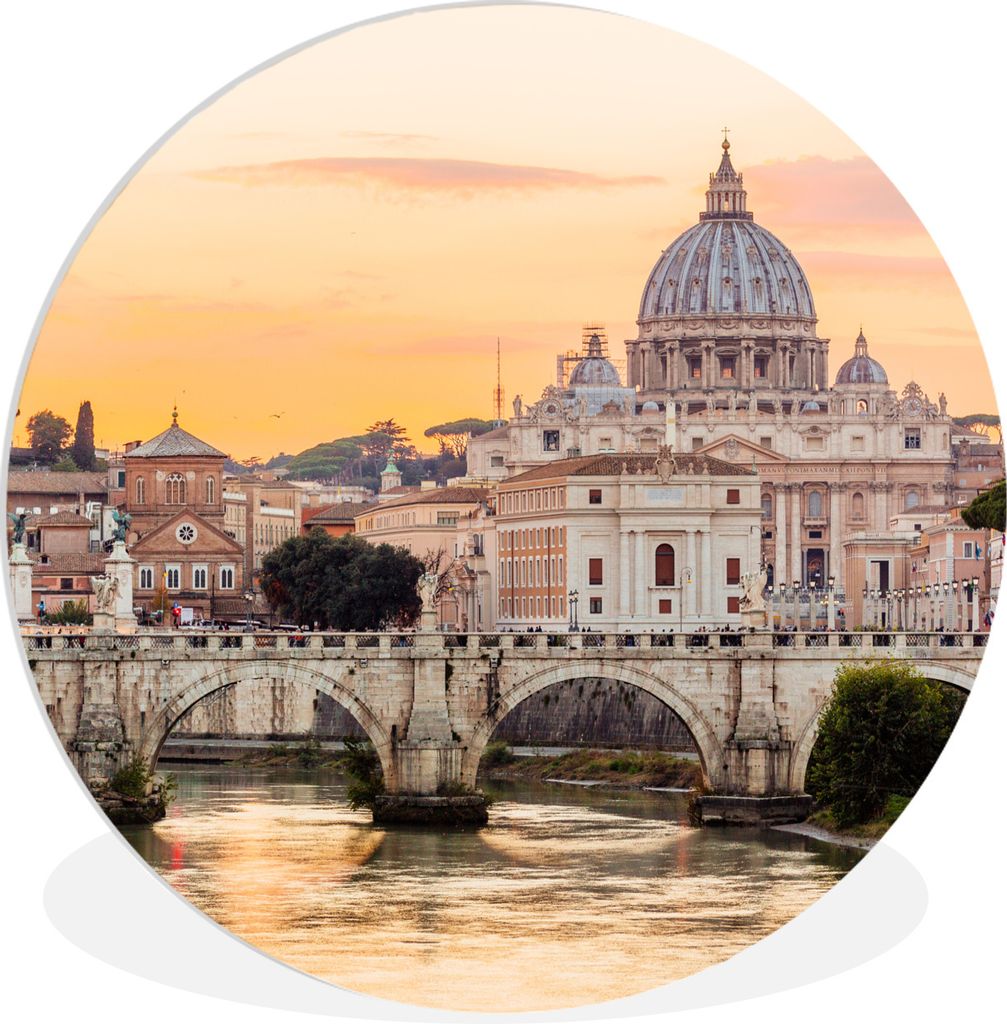 MuchoWow Rundes Wandbild - Runde Bilder Italien - Skyline - Rom Ø 60 cm Kreis Wanddekoration Kunststoff - Wandkreis - Wandschmuck - Wand Kreis -...