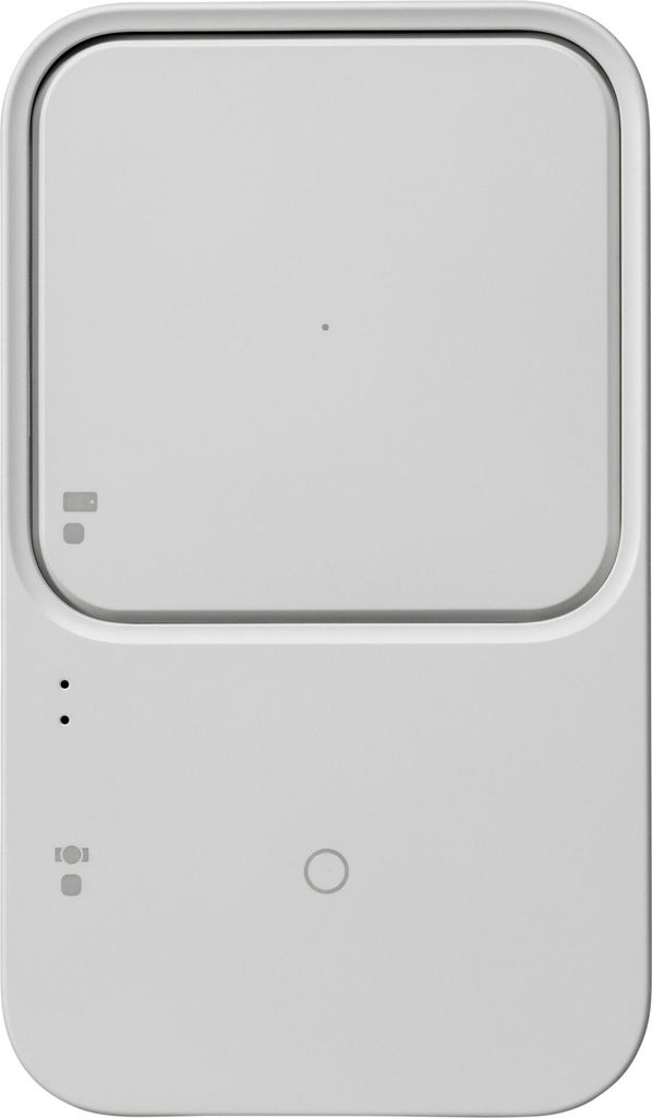 A white wireless charger is shown from a front-facing perspective on a white background.