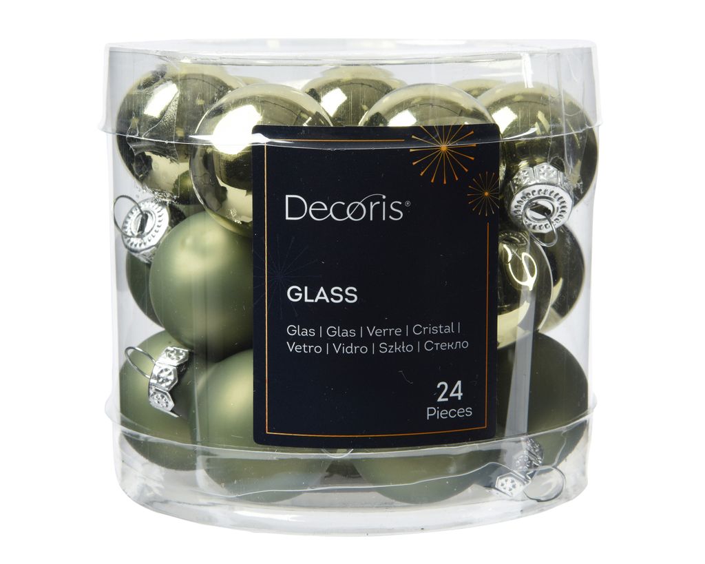 Set mit 24 Christbaumkugeln aus Glas 2,5cm Grün matt Produktbild 