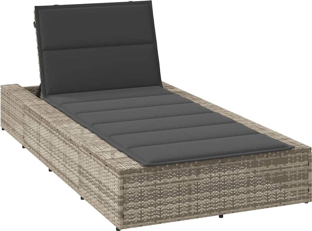 Sonnenliege mit schwebender Auflage Hellgrau Poly Rattan
