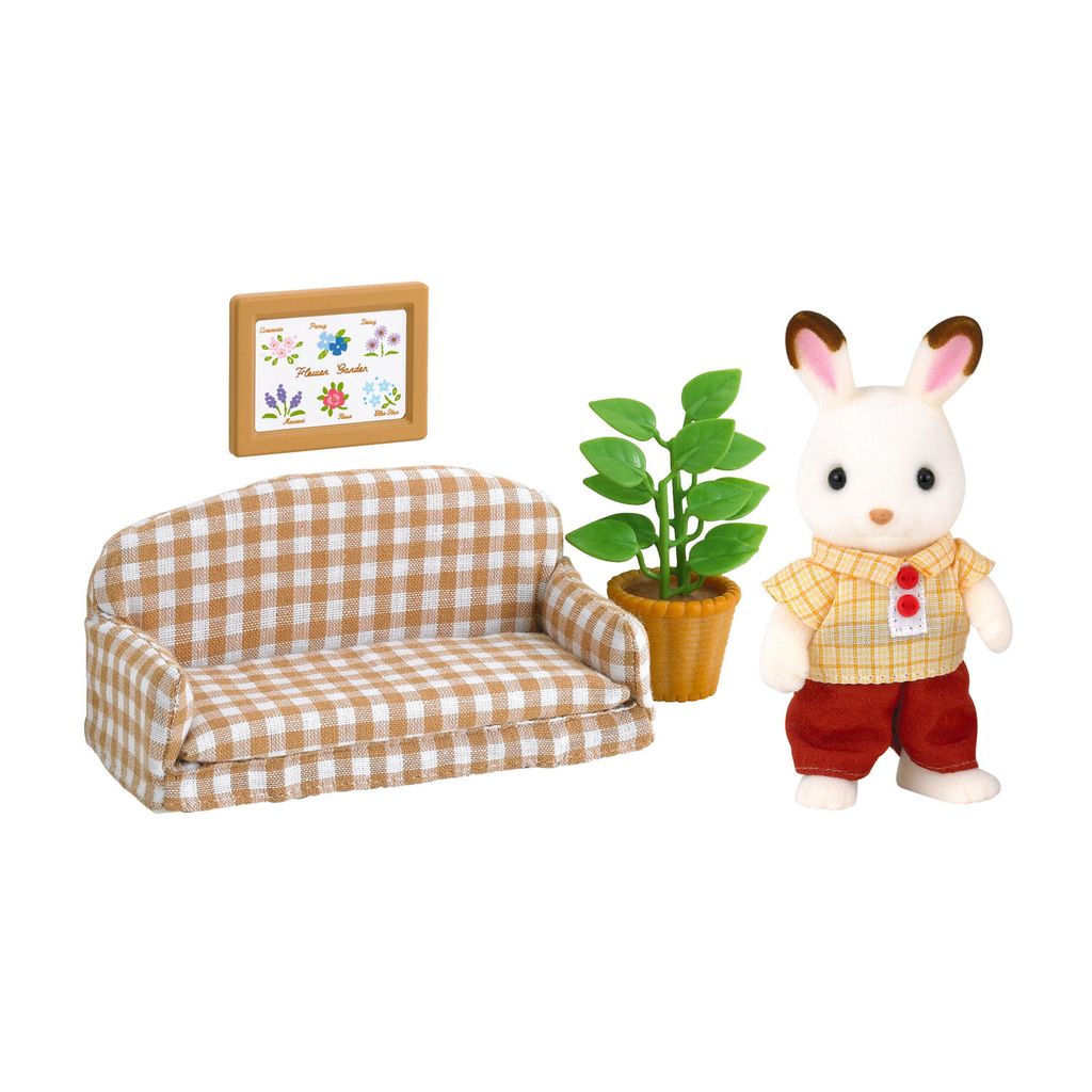 Sylvanian Families Schokoladenhasen Vater mit Sofa