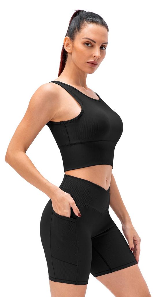 2-teiliges Trainings-Set für Damen, geripptes Crop-Tank und Produktbild 