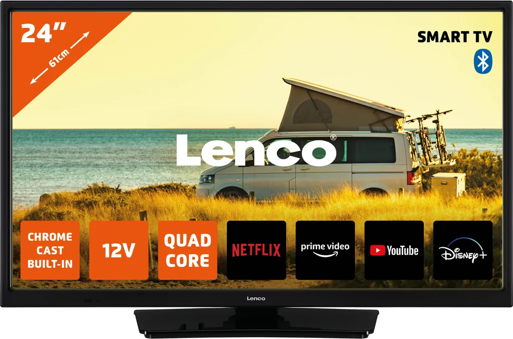 Smart TV Android Lenco LED-2463BK 24 Pouces HD avec Adaptateur 12V Noir